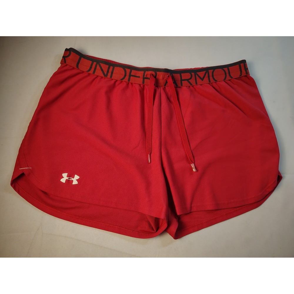 Under Armour Shorts Womens Lg Red HeatGear Loose Fit Athletic Running Gym Short